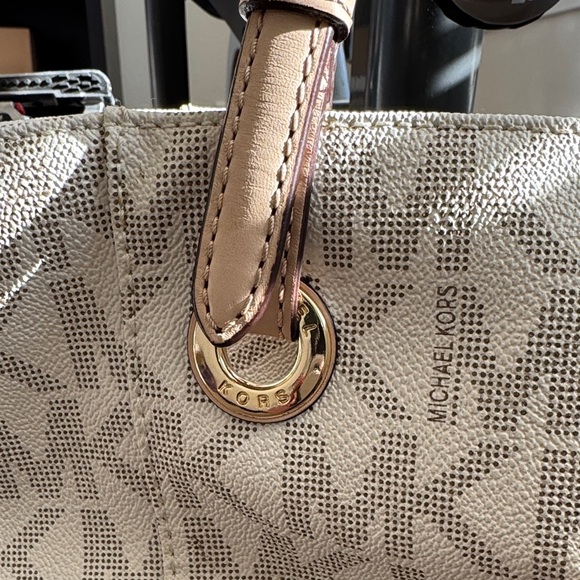 Michael Kors Beige and Gold Signature Tote - Picture 3 of 14